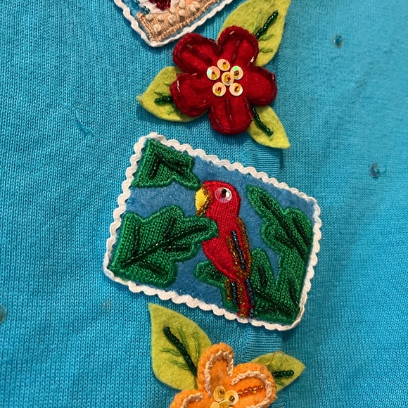 Jack B. Quick Rare Vintage Tropical Beaded Sweater - Picture 12 of 14